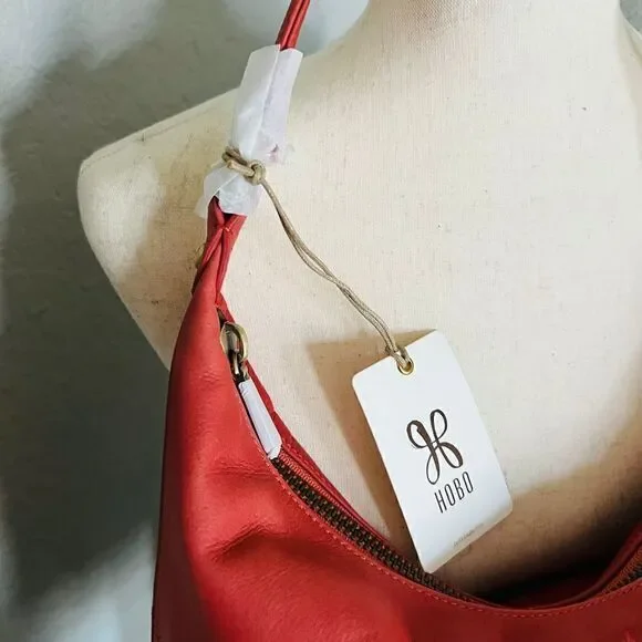 Hobo Entrine Whipstitch Leather Shoulder Tote Bag, Leather, Orange (Ginger) NWT - Picture 9 of 16